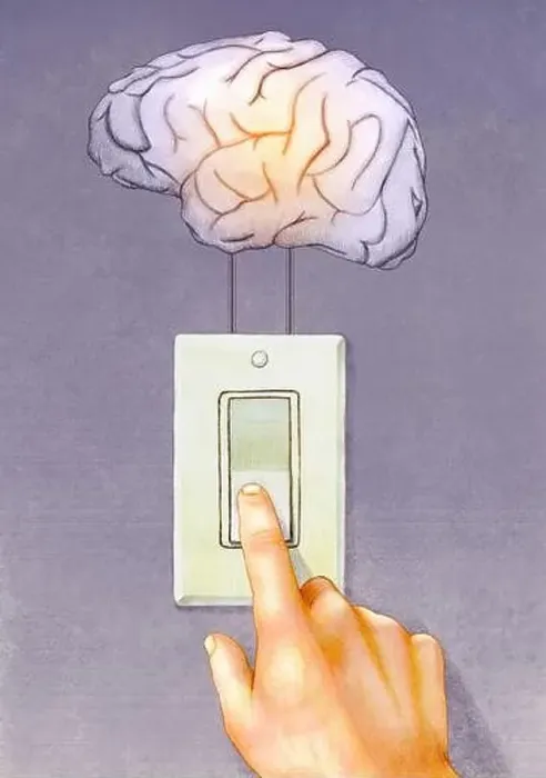 Framed Print : Light switch used to turn on a human brain. Traditional illustration on paper, my own artwork Framed Print : Light switch used to turn on a human brain. Traditional illustration on paper, my own artwork