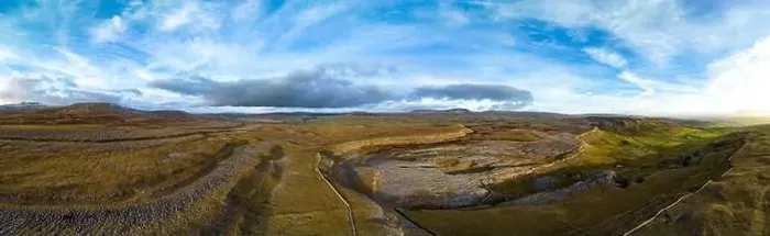 Framed Print : Limestone pavement panoramic drone aerials # of Crummock Dale near Austwick, North Yorkshire Framed Print : Limestone pavement panoramic drone aerials # of Crummock Dale near Austwick, North Yorkshire
