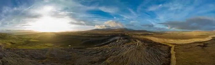 Framed Print : Limestone pavement panoramic drone aerials # of Crummock Dale near Austwick, North Yorkshire Framed Print : Limestone pavement panoramic drone aerials # of Crummock Dale near Austwick, North Yorkshire