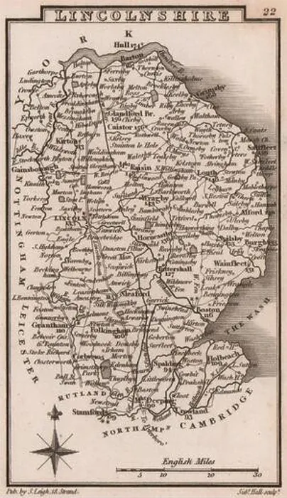 Framed Print : Lincolnshire miniature county map by Samuel Leigh / Sidney Hall c1820 old Framed Print : Lincolnshire miniature county map by Samuel Leigh / Sidney Hall c1820 old