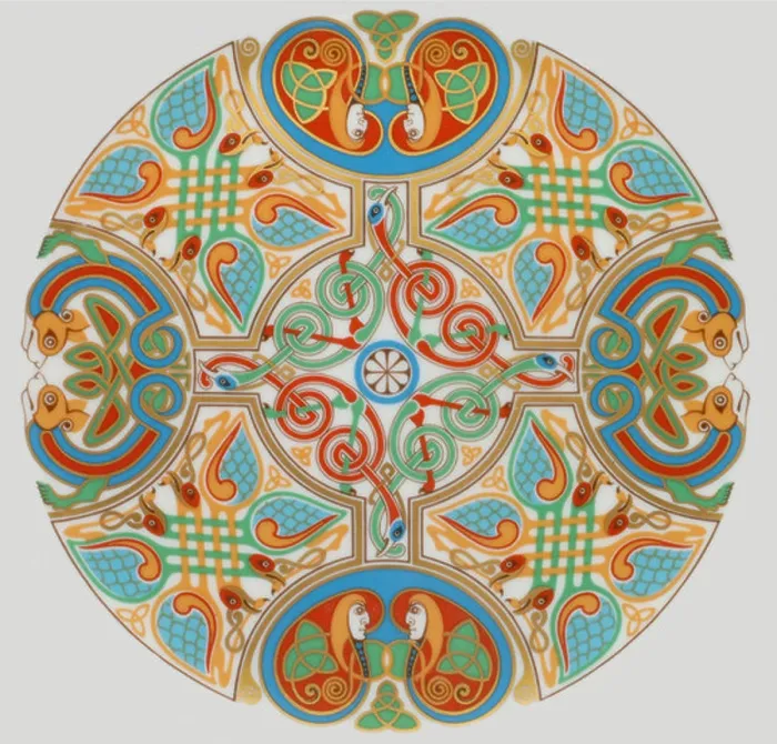 Framed Print : lindisfarne Spode china plates with Celtic designs inspired by the Christian Gospels Framed Print : lindisfarne Spode china plates with Celtic designs inspired by the Christian Gospels