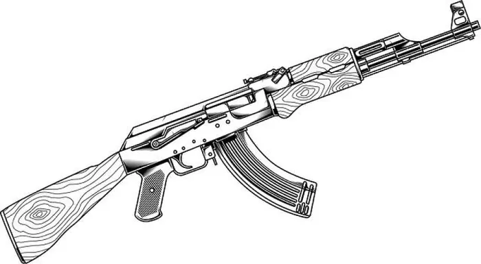 Framed Print : line art / black and white guns ak 47 Framed Print : line art / black and white guns ak 47