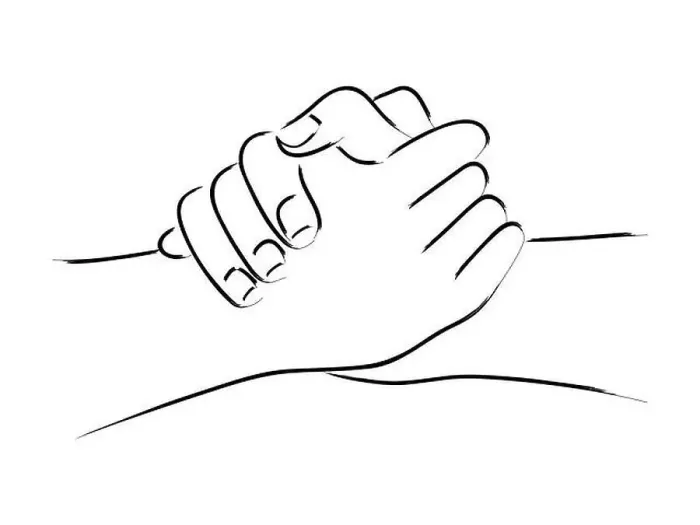 Framed Print : Line art of two hands holding each other strongly Framed Print : Line art of two hands holding each other strongly