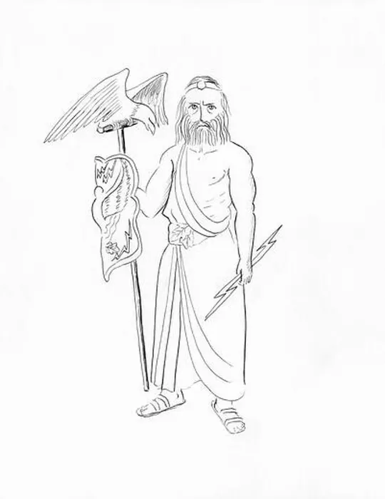 Framed Print : Line Drawing of Zeus, Jupiter god Framed Print : Line Drawing of Zeus, Jupiter god
