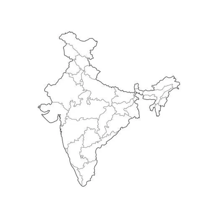 Framed Print : Line Map of India Vector Illustration Icon Indian map