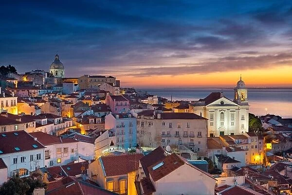 Lisbon. Image of Lisbon, Portugal during dramatic sunrise