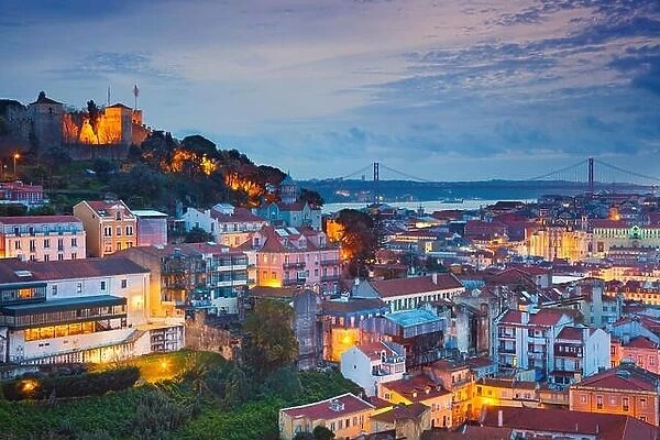 Lisbon. Image of Lisbon, Portugal during twilight blue hour