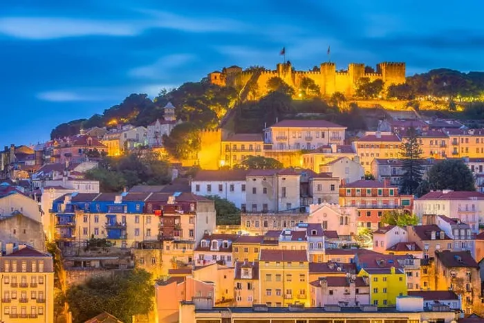 Framed Print : Lisbon, Portugal City Skyline with Sao Jorge Castle and Tagus River Framed Print : Lisbon, Portugal City Skyline with Sao Jorge Castle and Tagus River