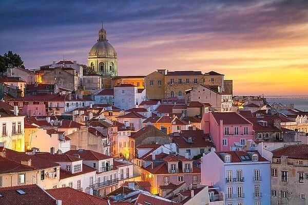 Lisbon, Portugal. Cityscape iImage of Lisbon, Portugal during dramatic sunrise