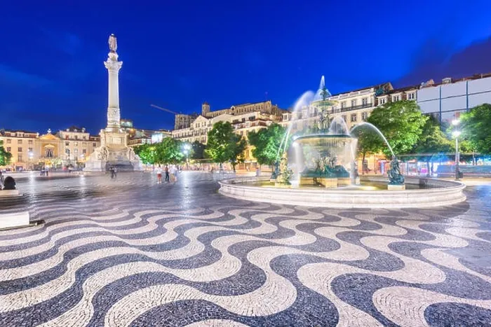 Framed Print : Lisbon, Portugal cityscape at Rossio Square at night Framed Print : Lisbon, Portugal cityscape at Rossio Square at night