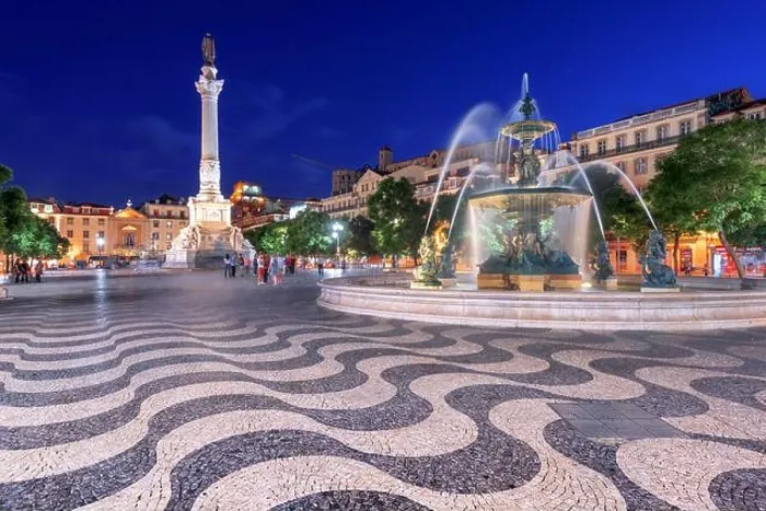 Framed Print : Lisbon, Portugal cityscape at Rossio Square at night Framed Print : Lisbon, Portugal cityscape at Rossio Square at night