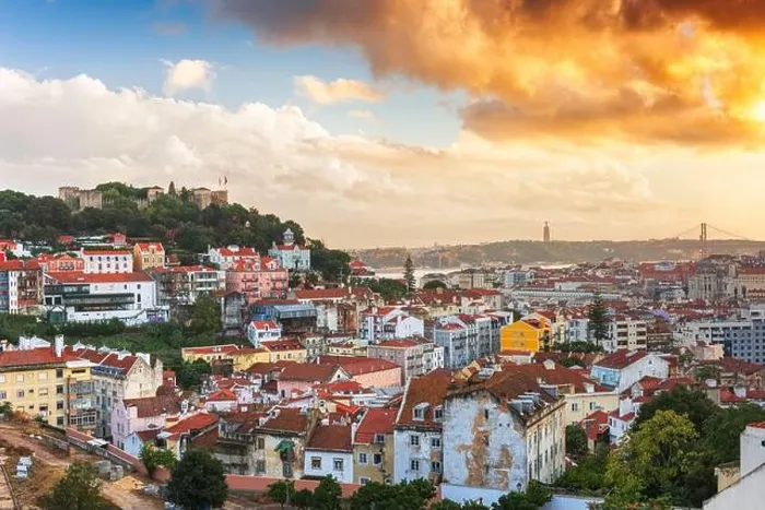 Framed Print : Lisbon, Portugal downtown skyline towards the river at dusk Framed Print : Lisbon, Portugal downtown skyline towards the river at dusk