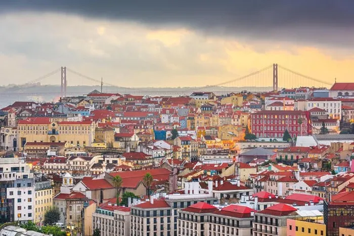 Framed Print : Lisbon, Portugal skyline after sunset Framed Print : Lisbon, Portugal skyline after sunset