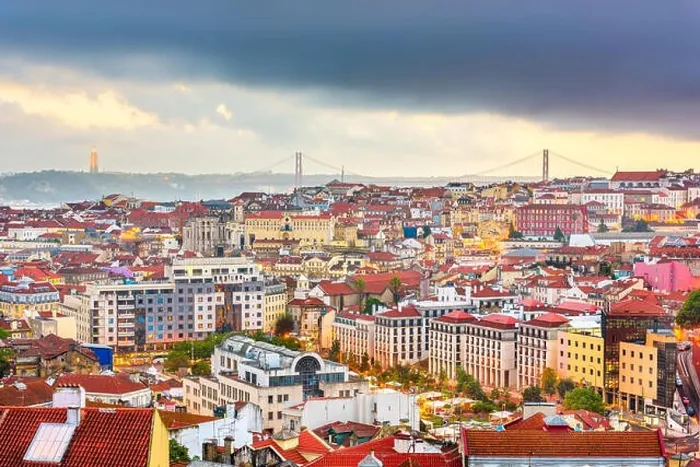 Framed Print : Lisbon, Portugal skyline after sunset Framed Print : Lisbon, Portugal skyline after sunset