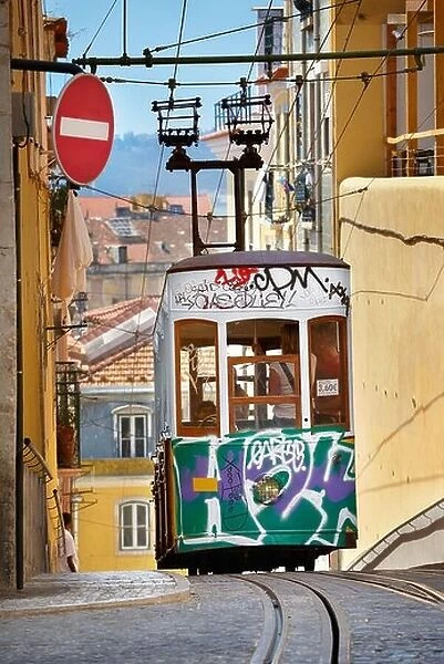 Lisbon transport tramway, Tram, 'Elevador da Bica' Portugal