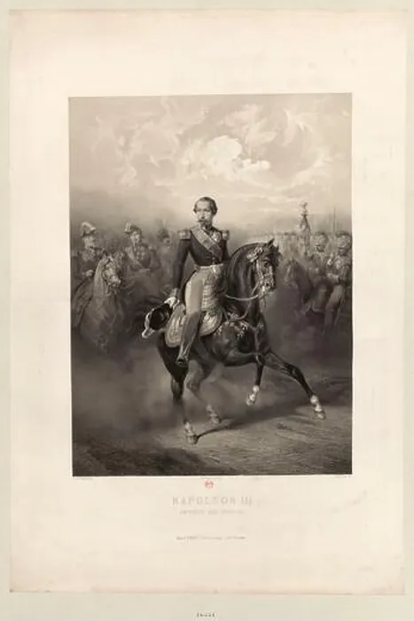 Framed Print : A lithographic portrait presents Napoleon III as Emperor of the French in 1862 during the Second Empire Framed Print : A lithographic portrait presents Napoleon III as Emperor of the French in 1862 during the Second Empire