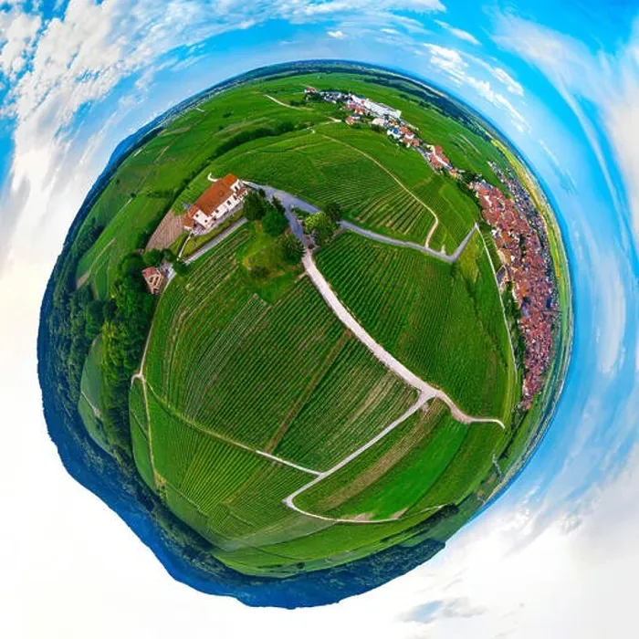 Framed Print : Little french village Dambach-la-ville and medieval church panoramic aerial view, Alsace, France Framed Print : Little french village Dambach-la-ville and medieval church panoramic aerial view, Alsace, France
