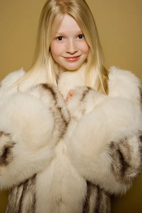 Framed Print : Little girl in a large fur coat Framed Print : Little girl in a large fur coat