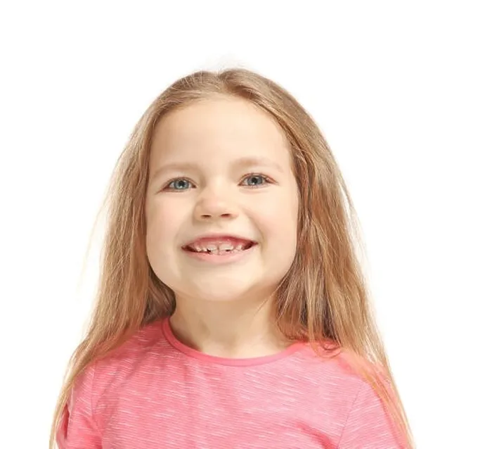 Framed Print : Little girl training pronounce letters on white background