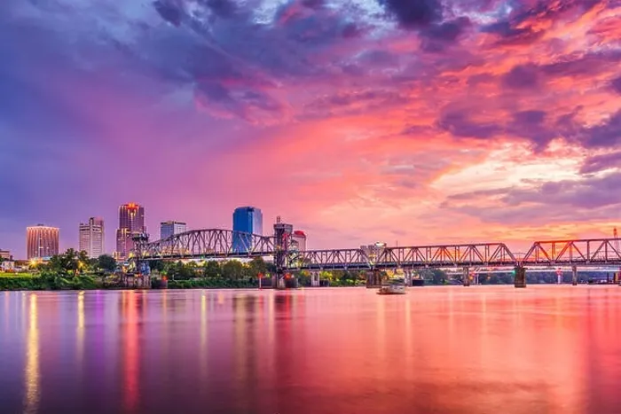 Framed Print : Little Rock, Arkansas, USA downtown skyline on the Arkansas River Framed Print : Little Rock, Arkansas, USA downtown skyline on the Arkansas River