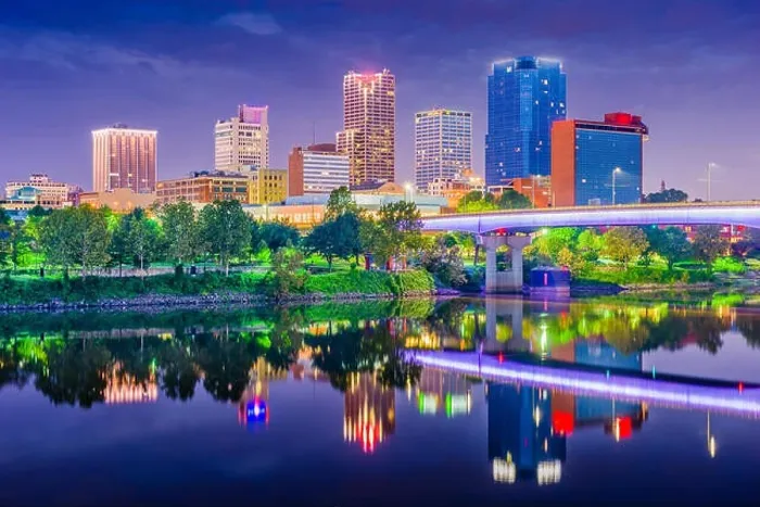Framed Print : Little Rock, Arkansas, USA skyline on the Arkansas River at dusk Framed Print : Little Rock, Arkansas, USA skyline on the Arkansas River at dusk
