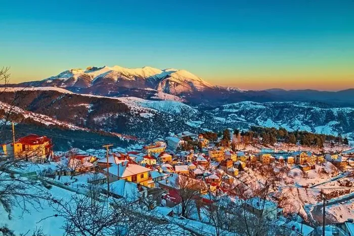 Framed Print : Livadi village, Titaros mountain, Elassona municipality, Larissa, Thessaly, Greece. In the background, Mount Olympus Framed Print : Livadi village, Titaros mountain, Elassona municipality, Larissa, Thessaly, Greece. In the background, Mount Olympus