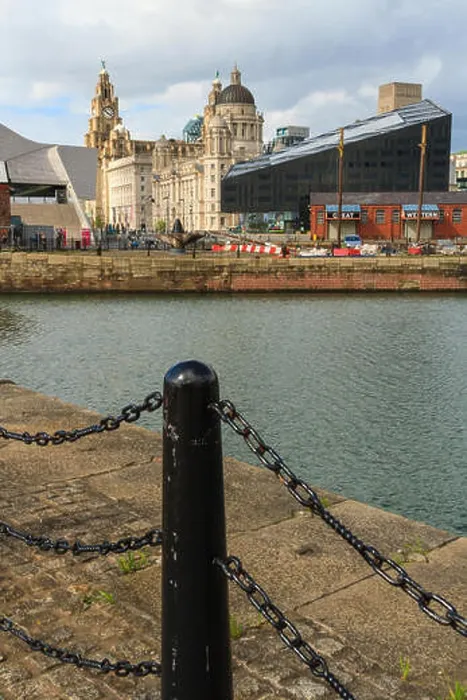 Framed Print : Liverpool city skyline showing the famous Liver Building and the Open Eye Gallery from the old Abert Dock heritage Framed Print : Liverpool city skyline showing the famous Liver Building and the Open Eye Gallery from the old Abert Dock heritage