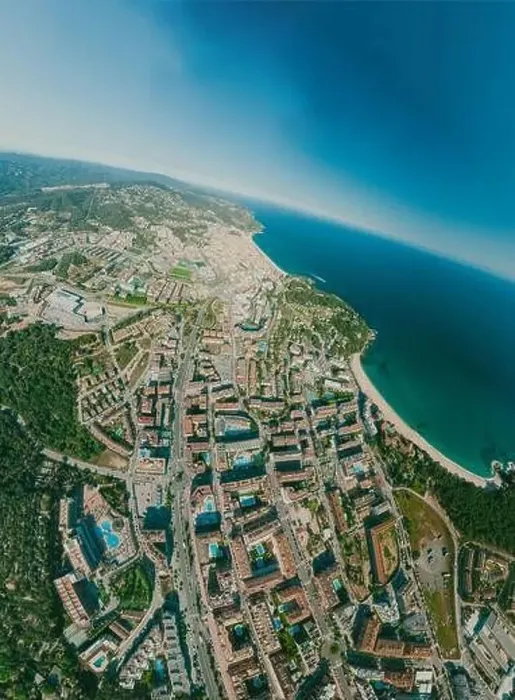 Framed Print : Lloret de Mar City on Mediterranean Sea in summer Spain. 360 vr Drone shot Framed Print : Lloret de Mar City on Mediterranean Sea in summer Spain. 360 vr Drone shot