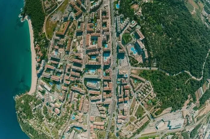 Framed Print : Lloret de Mar City on Mediterranean Sea in summer Spain. 360 vr Drone shot Framed Print : Lloret de Mar City on Mediterranean Sea in summer Spain. 360 vr Drone shot