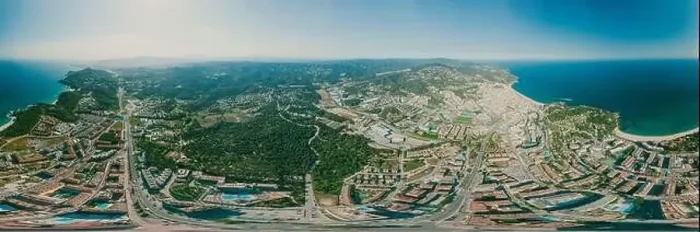 Framed Print : Lloret de Mar City on Mediterranean Sea in summer Spain. 360 vr Drone shot Framed Print : Lloret de Mar City on Mediterranean Sea in summer Spain. 360 vr Drone shot