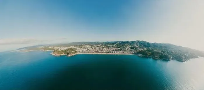 Framed Print : Lloret de Mar on Mediterranean Sea in summer Spain. 360 vr Drone shot Framed Print : Lloret de Mar on Mediterranean Sea in summer Spain. 360 vr Drone shot