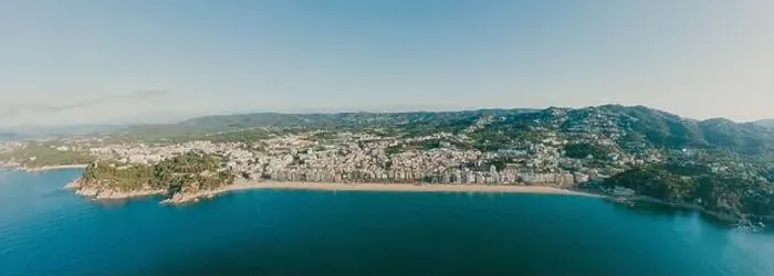 Framed Print : Lloret de Mar on Mediterranean Sea in summer Spain. 360 vr Drone shot Framed Print : Lloret de Mar on Mediterranean Sea in summer Spain. 360 vr Drone shot