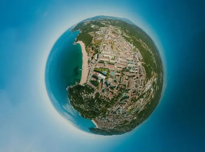 Framed Print : Lloret de Mar on Mediterranean Sea in summer Spain. 360 vr Drone shot Framed Print : Lloret de Mar on Mediterranean Sea in summer Spain. 360 vr Drone shot