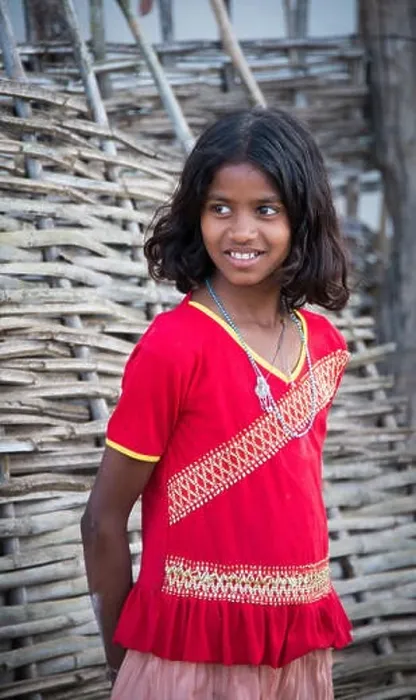 Framed Print : A local indian girl stands outside her house to see tourists walking by in Kanha village near the Kanha National Park, in India Framed Print : A local indian girl stands outside her house to see tourists walking by in Kanha village near the Kanha National Park, in India