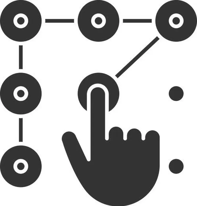 Framed Print : Lock pattern glyph icon. Silhouette symbol