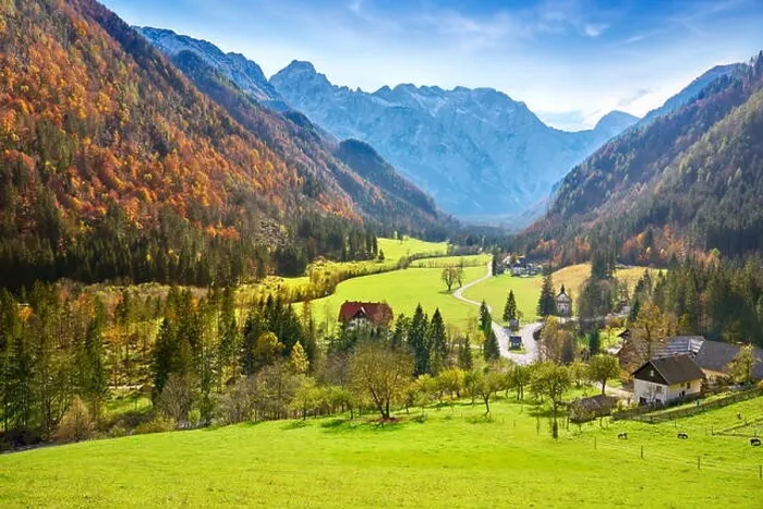 Framed Print : Logar Valley, Slovenian Alps, Slovenia