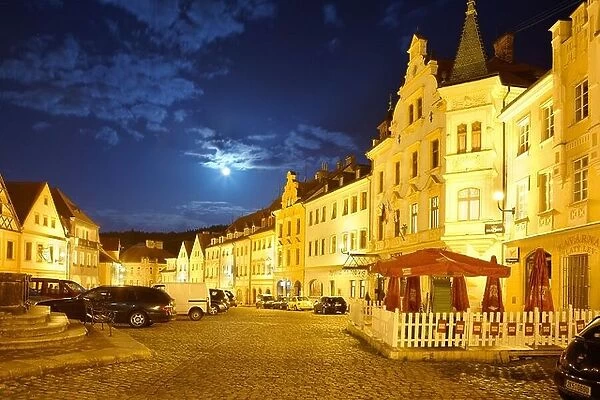 Loket at night, Czech Republic, Europe