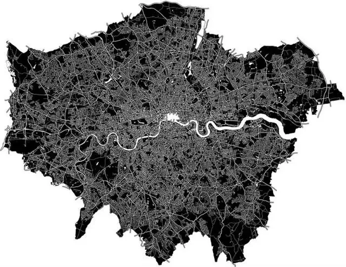Framed Print : London, England, high resolution vector map with city boundaries Framed Print : London, England, high resolution vector map with city boundaries