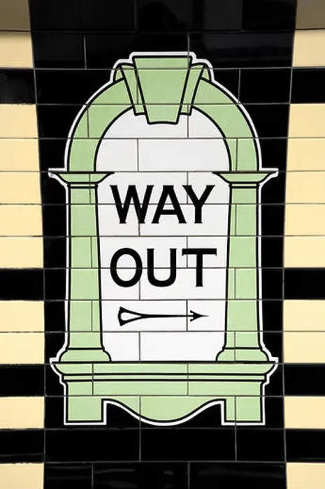 Framed Print : London, England, UK. Tiled sign at Warren Street tube station - way out Framed Print : London, England, UK. Tiled sign at Warren Street tube station - way out