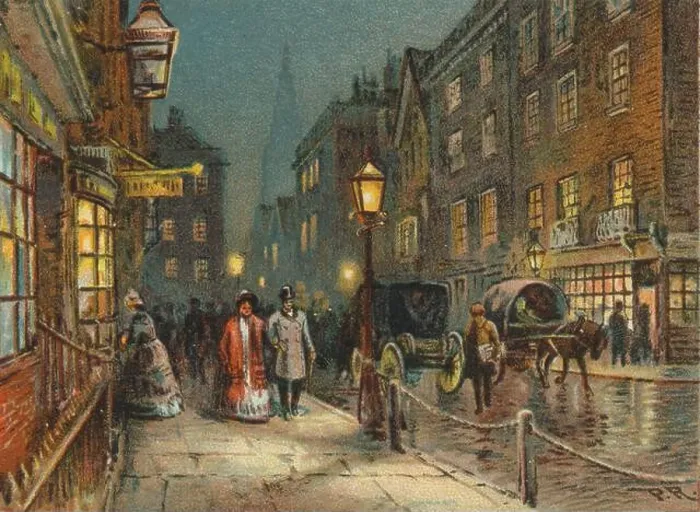 Framed Print : London Street during Victorian era 19th century Framed Print : London Street during Victorian era 19th century