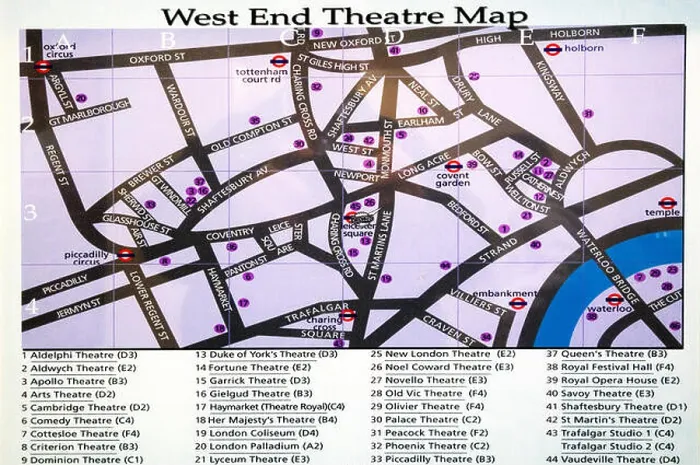Framed Print : London's West End theatre district map Framed Print : London's West End theatre district map