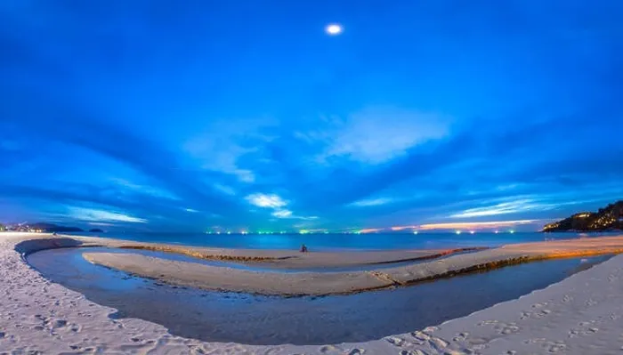 Framed Print : a lonely man sitting on the beach at twilight at Karon beach Phuket Framed Print : a lonely man sitting on the beach at twilight at Karon beach Phuket