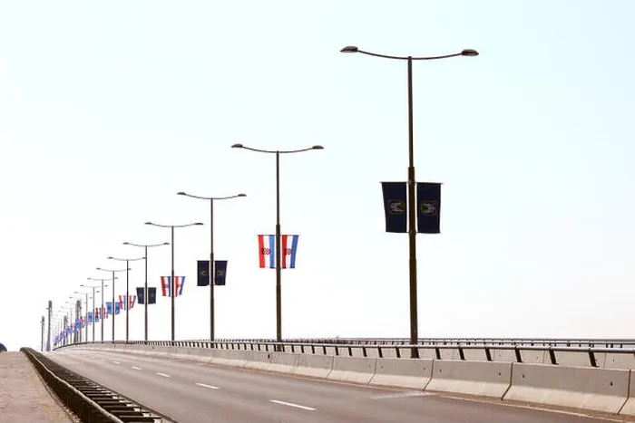 Framed Print : Long road on Homeland bridge in Zagreb, Croatia Framed Print : Long road on Homeland bridge in Zagreb, Croatia