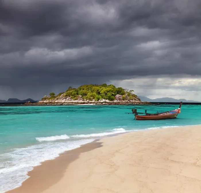 Framed Print : Long tail boat, Tropical beach, Andaman Sea, Thailand Framed Print : Long tail boat, Tropical beach, Andaman Sea, Thailand