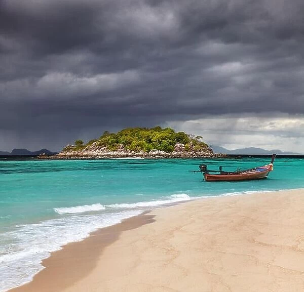 Long tail boat, Tropical beach, Andaman Sea, Thailand