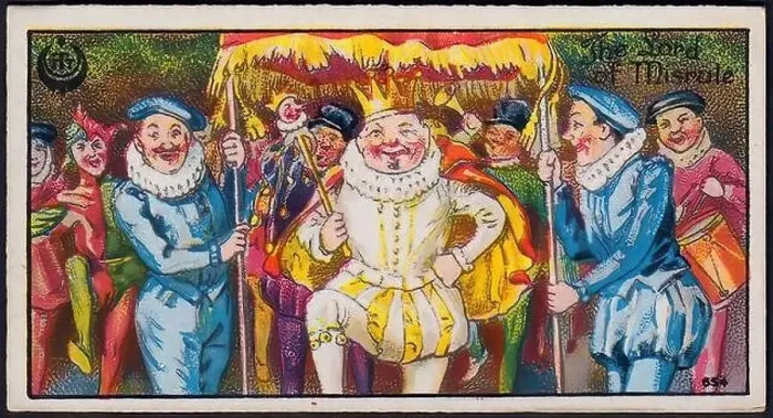 Framed Print : The Lord of Misrule - Vintage English Tradecard Illustration Framed Print : The Lord of Misrule - Vintage English Tradecard Illustration