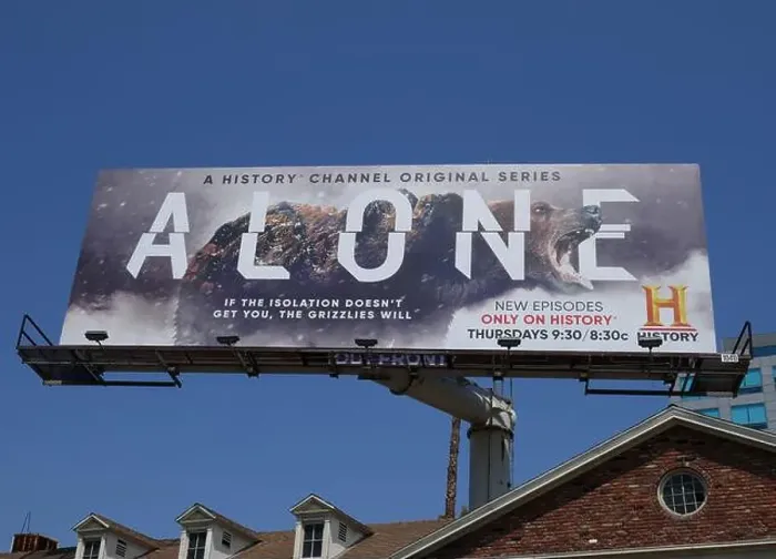 Framed Print : Los Angeles, California, USA 16th July 2021 A general view of atmosphere of Alone History Channel billboard on July 16 Framed Print : Los Angeles, California, USA 16th July 2021 A general view of atmosphere of Alone History Channel billboard on July 16