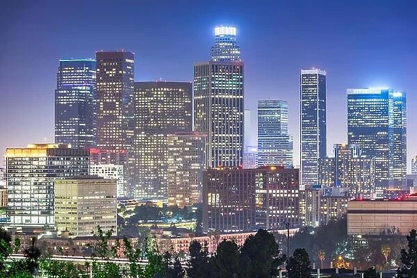 Los Angeles, California, USA downtown skyline at night