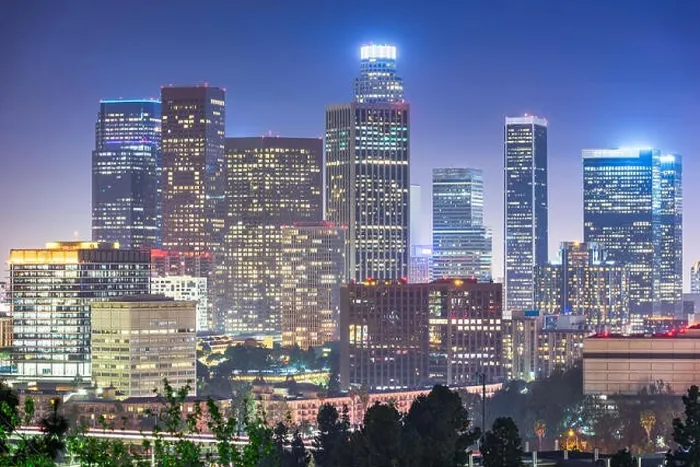 Framed Print : Los Angeles, California, USA downtown skyline at night Framed Print : Los Angeles, California, USA downtown skyline at night