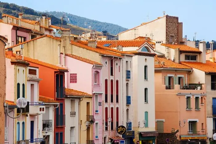 Framed Print : Low angle view of buildings in a town, Collioure, Vermillion Coast, Pyrennes-Orientales, Languedoc-Roussillon, France Framed Print : Low angle view of buildings in a town, Collioure, Vermillion Coast, Pyrennes-Orientales, Languedoc-Roussillon, France